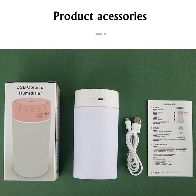 USB Ultrasonic Air Humidifier, Ultrasonic Cool Mist Maker Fogger with Colorful LED Light, Aromatherapy Diffuser for Car, 400ml