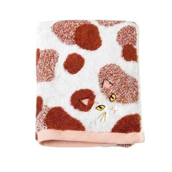 Imabari Towel Long Face Cat Pattern 34100cm Made Japan 100 Cotton Size Absorbent Quick-Drying Goods Miscellaneous Cute Gift Present (Mike Calico)