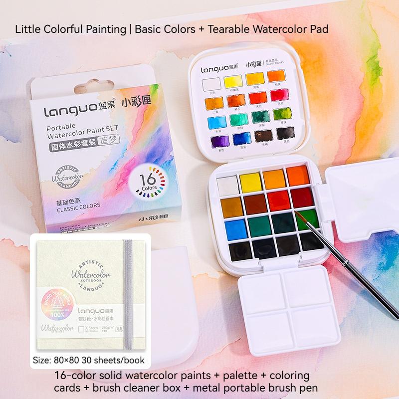 16Farben Klassisch/Chinesische Farben/Perlmutt/Morandi Vollton-Aquarellkasten Outdoor-Aquarellpigmente für Malerei Künstlerbedarf