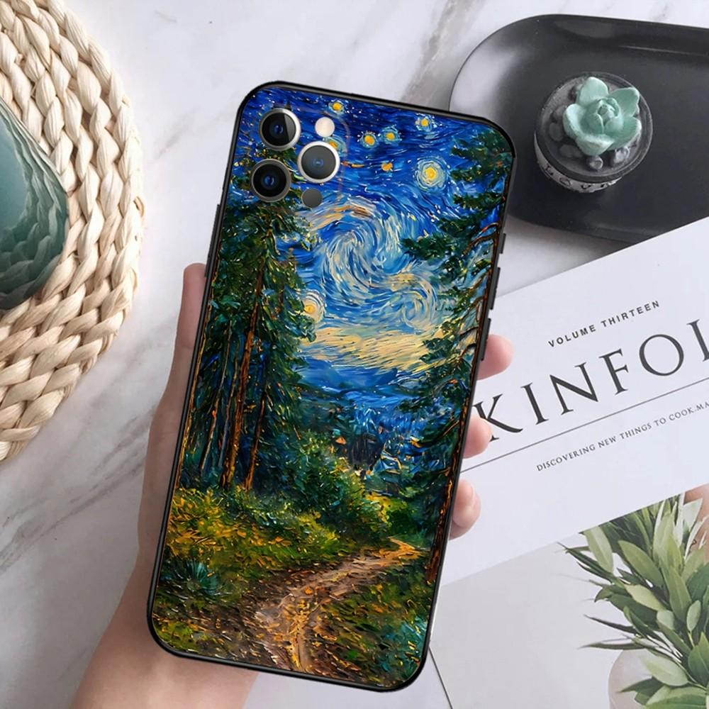 

Rural Oil Painting Scenery Phone Case For iPhone 16,15,14,13,12 Mini 11 Pro XR,X,XS,MAX 7,8 Plus Silicone Cover Soft Black iPhone14