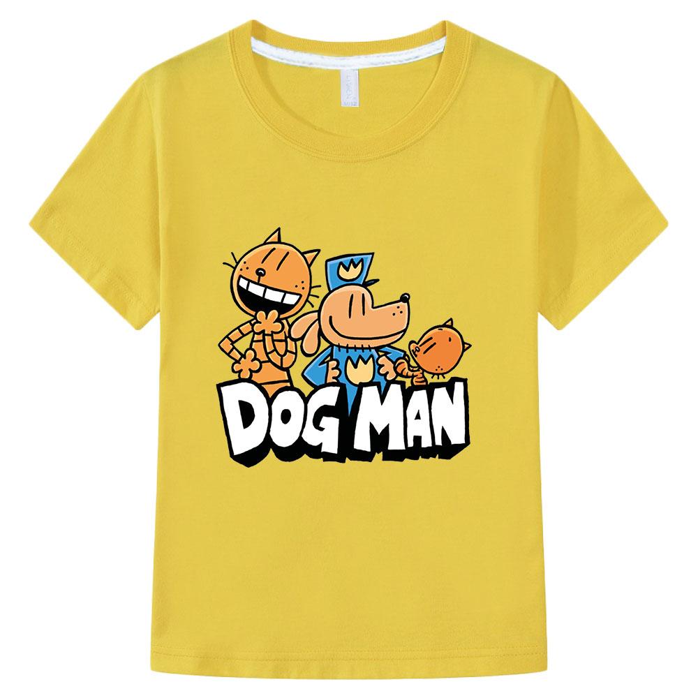 

Dog Man 100% Cotton Cartoon Children s T-Shirt Anime Print Kids Tees Kawaii Boys Girls Tops O-Neck Short Sleeve Summer Toddler 160 жовтий