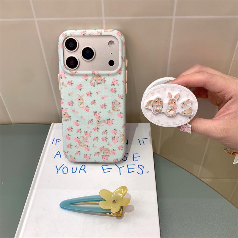 Magnetic Floral Rabbit Bracket for iPhone 17/16 Pro Max/15 Pro Case