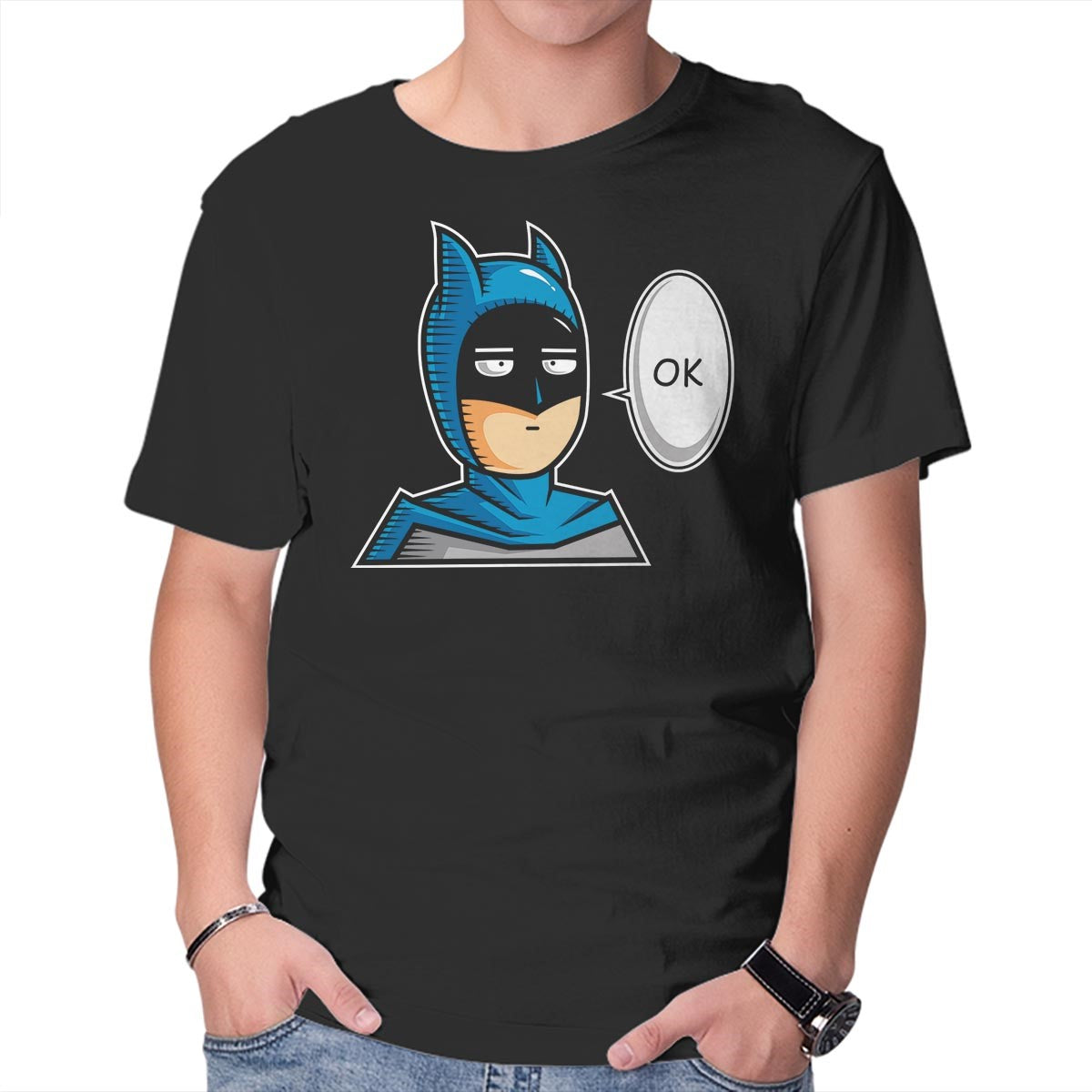 Unisex Crew Neck T-Shirt One Punch Bat Graphic Short Sleeve Casual Tee XS