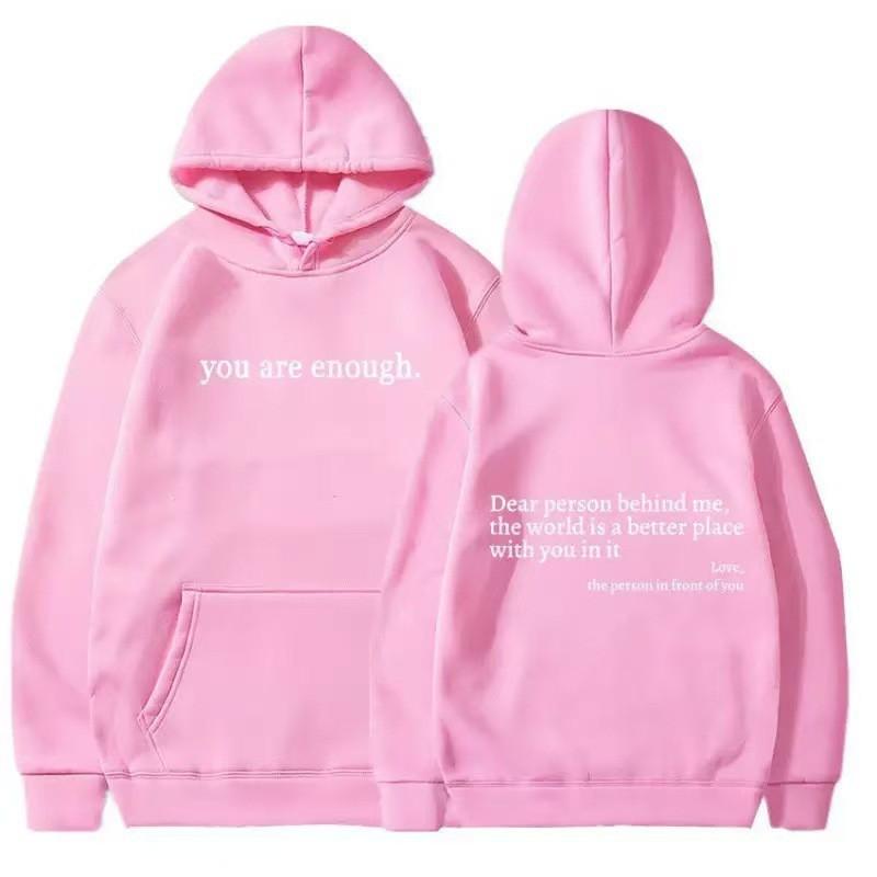 Womens Oversized Hooded Sweatshirt With Kangaroo Pocket Letter Print Short Sleeve Loose Fit