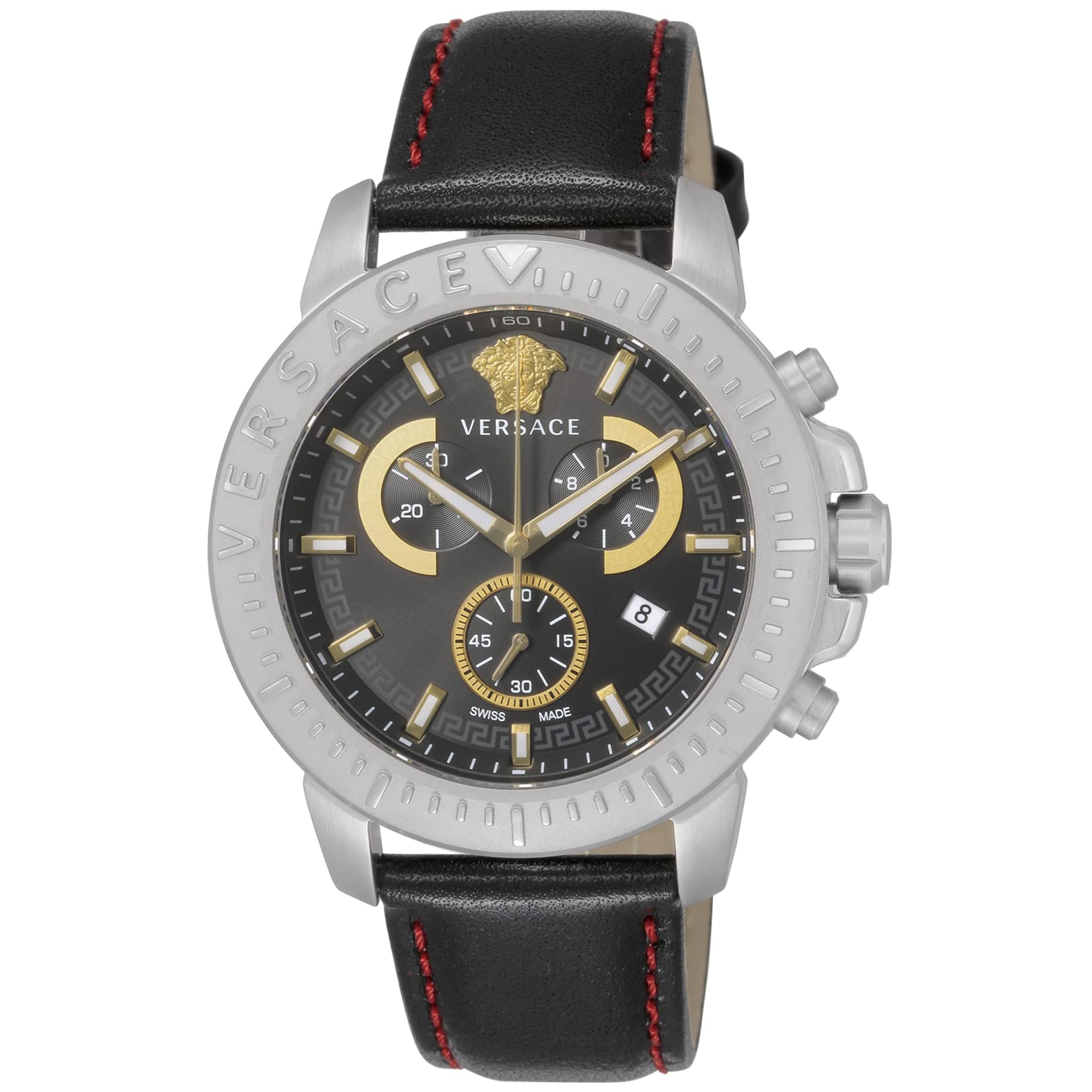 

Watch New Chronograph Black Dial Stainless Steel Sapphire Glass Quartz 45MM Swiss Watch VE2E00121 [Versace] Men s [Item]