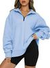 Women's Half-Zip Fleece-Lined Sweatshirt: European and American Autumn/Winter Casual Long Sleeve Top
