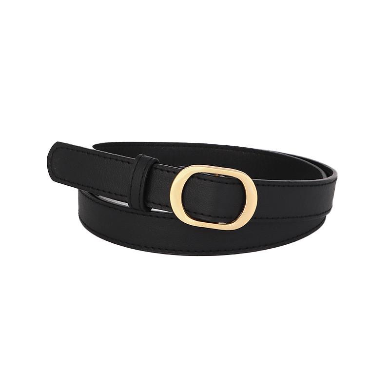 Holefree Versatile Womens Belt Black Slim Vintage Jeans Accessory Leather Pu