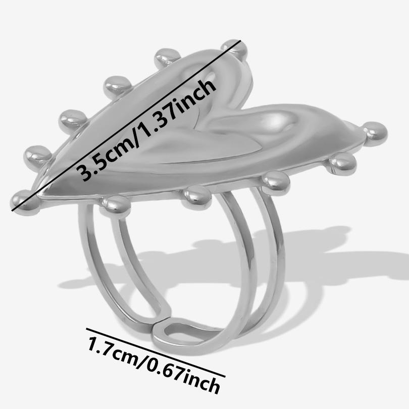 

Long Stainless Steel Heart Rings For Women Men Accessories Open Adjustable Ring Vintage Punk Jewelry y2k Girl Love Bagues Femme 8
