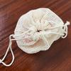 Cotton Mesh Storage Bag with Drawstring Breathable Hollow Design Extends Freshness Reusable Eco-Friendly Supermarket Travel Bag