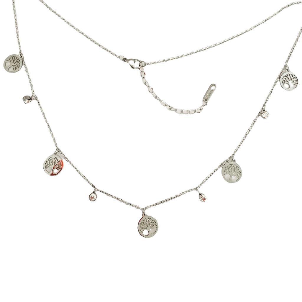 Les Trésors De Lily [R7345] - Silver 'Tree of Life' Steel Designer Necklace - 10 Mm