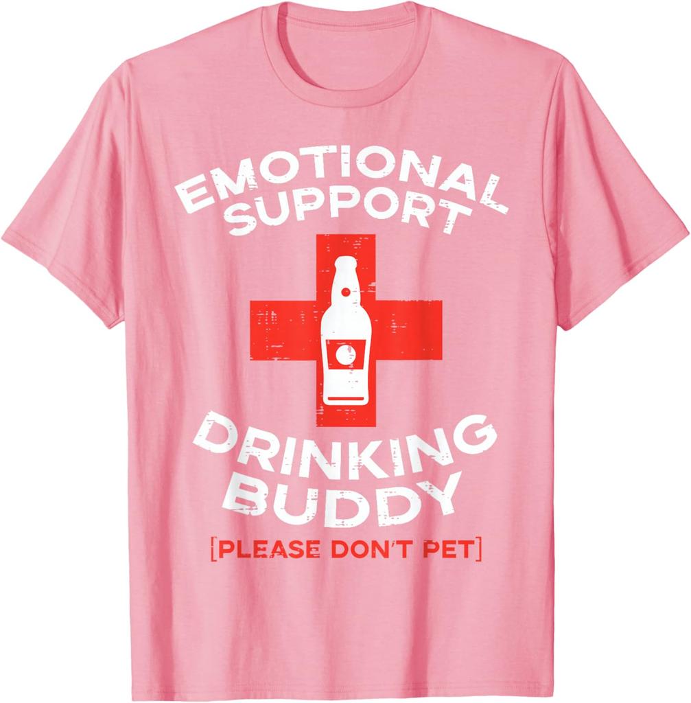 Emotional Support Drinking Buddy Beer Graphic TShirt Funny Gift Casual Cotton Tee