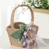 Handlicher Aufbewahrungskorb Leinen Blumenkorb mit Griffen Handgeflochtene Körbe Vielseitige Dekorationen Handgemachtes Geschenk