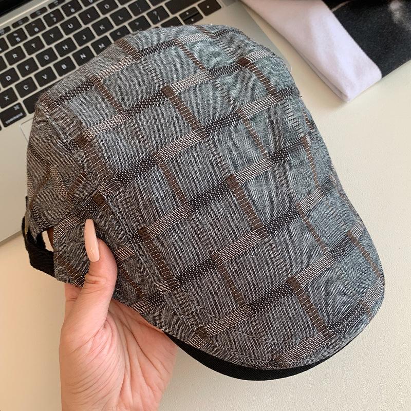 New Arrival Men S Spring/Summer British Vintage Stylish Checkered Casual Painter Hat Women S Beret Dad Visor Cap