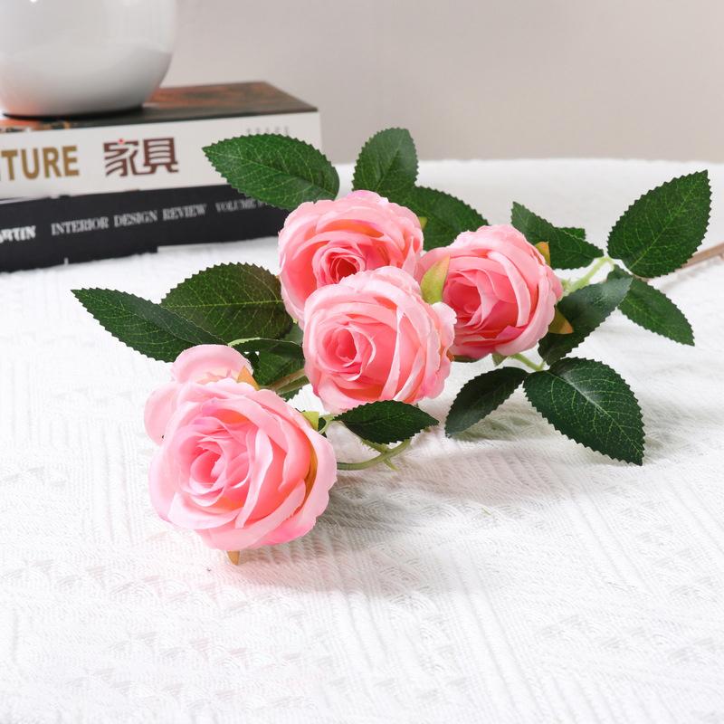 Plastic Realistic Handmade Roses Artificial Flower Bundle Bouquet for Home Office Garden Decoration Customizable Artificial