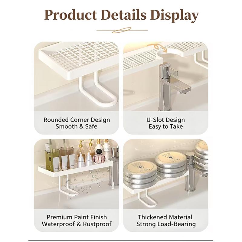 Over Sink Faucet Storage Shelf Food Safe Large Capacity Hollow Drain Holder for Kitchen Bathroom Daily Use