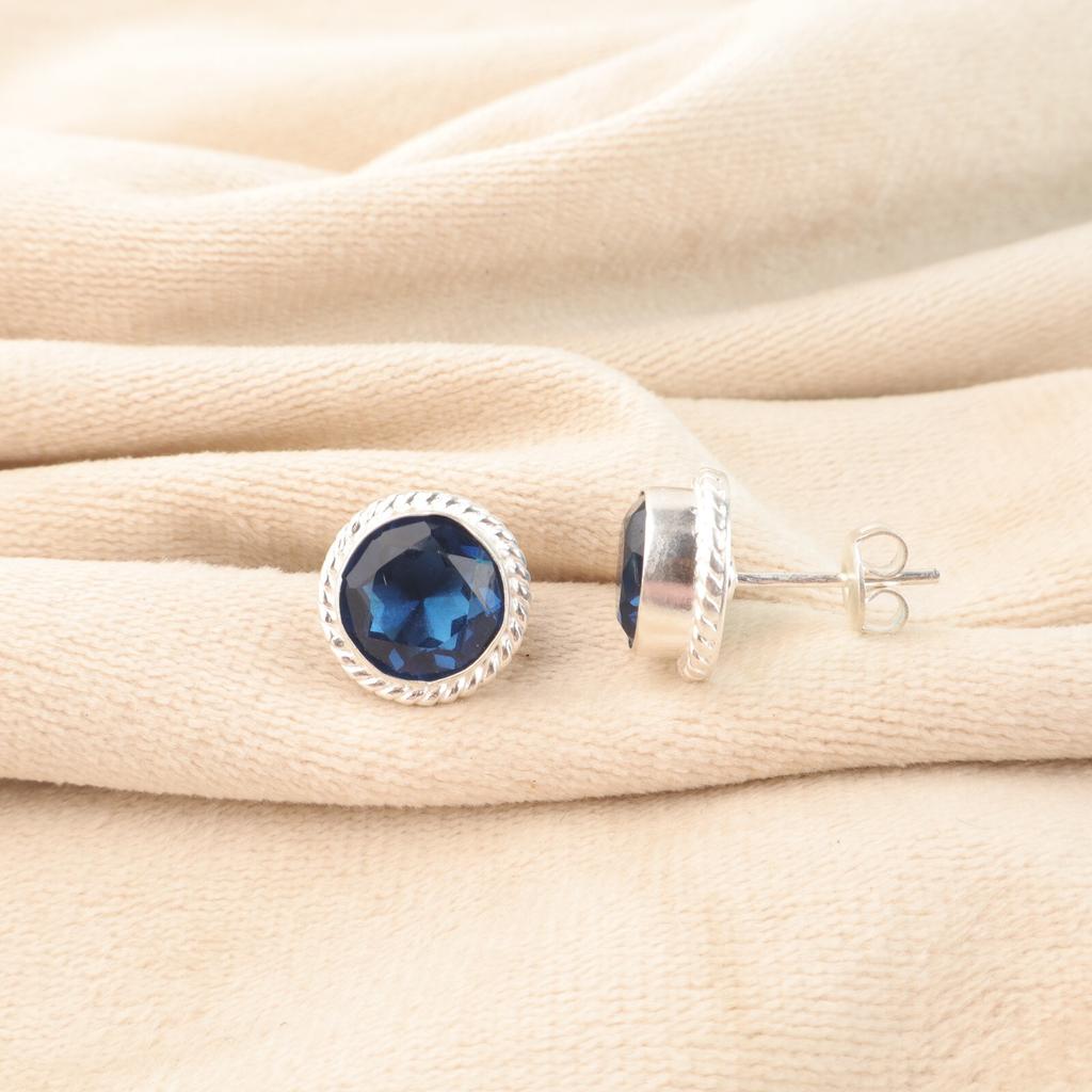 London Blue Topaz Edelstein 925 Sterlingsilber Schmuck Handgefertigte Ohrringe 0,53" EE-147-10