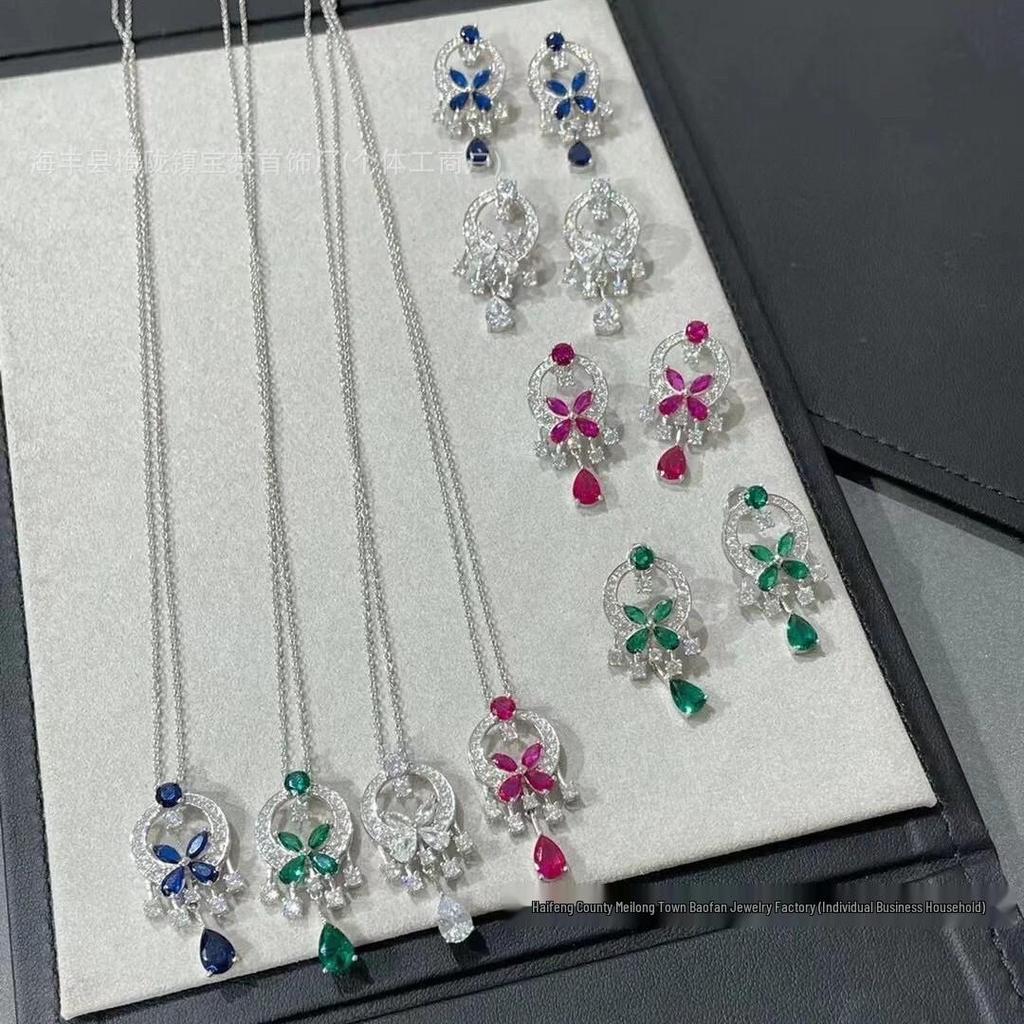 European and American Tassel Diamond Butterfly Teardrop Pendant Necklace - Women's Luxury High-End Clavicle Jewelry