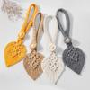 1PC Boho Macrame Leaf Curtain Tiebacks Handmade Woven Curtain Holdbacks with Wooden Bead Home Bedroom Living Room Window Decor