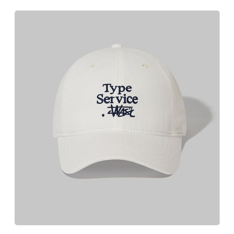 Retro small letter baseball hat women's spring and autumn soft top curved brim hat summer versatile big head circumference peaked cap men