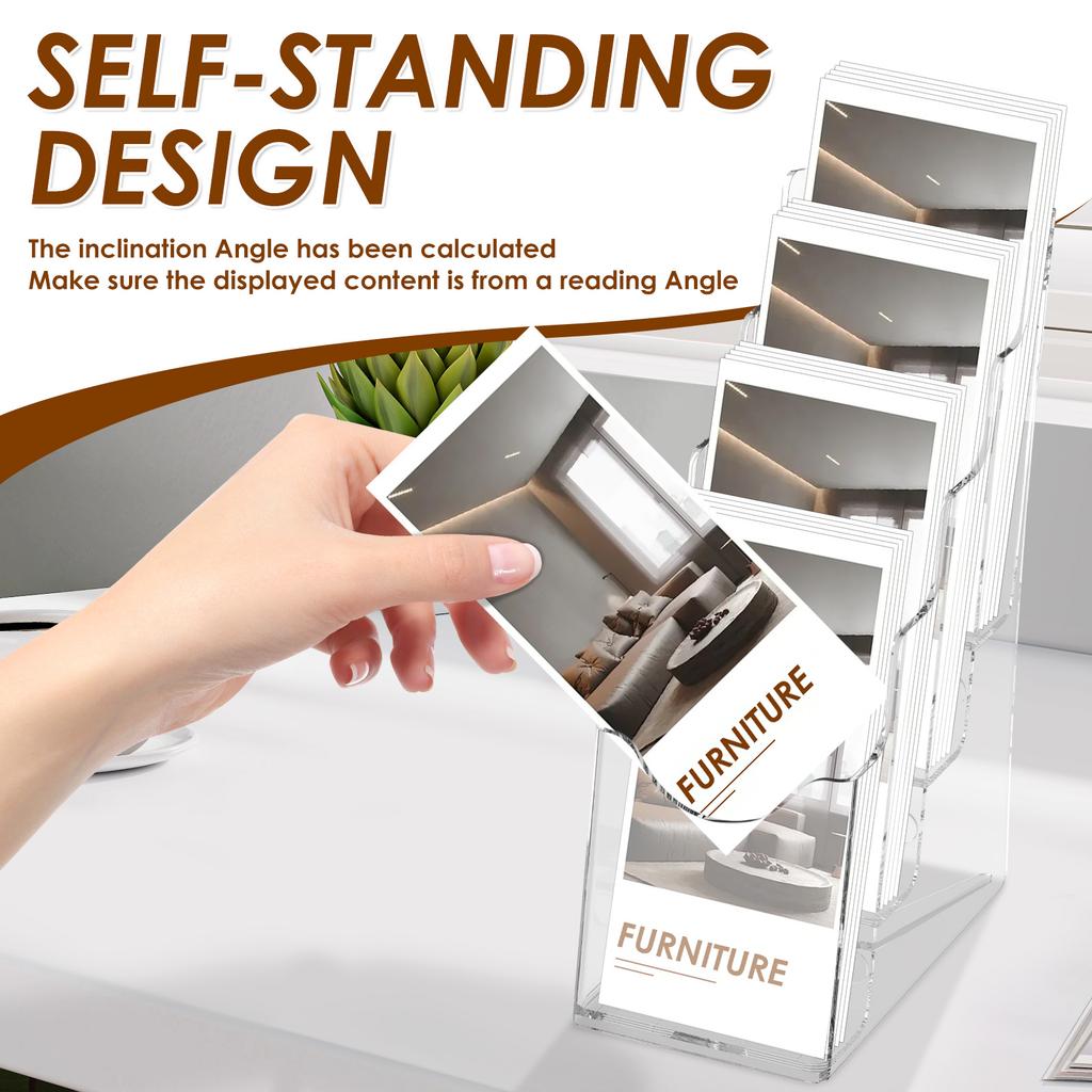 Acrylic Brochure Holder Clear Flyer Stand Literature Holder for Trifold Brochures Magazines Menus Pamphlets Booklets Documents