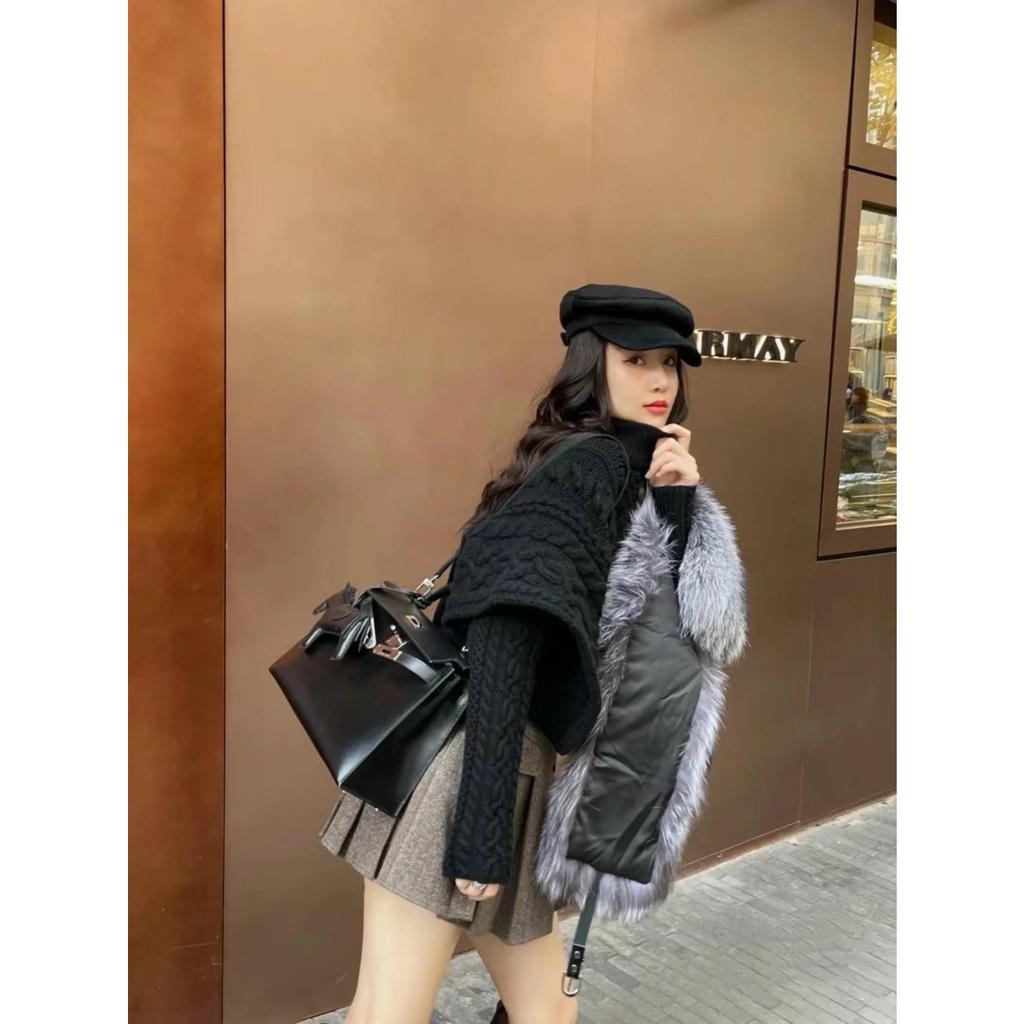 High-end Quality Bag Second-generation Leather Box Cowhide Wide Shoulder Strap Commuter Handbag Single Shoulder Messenger Bag