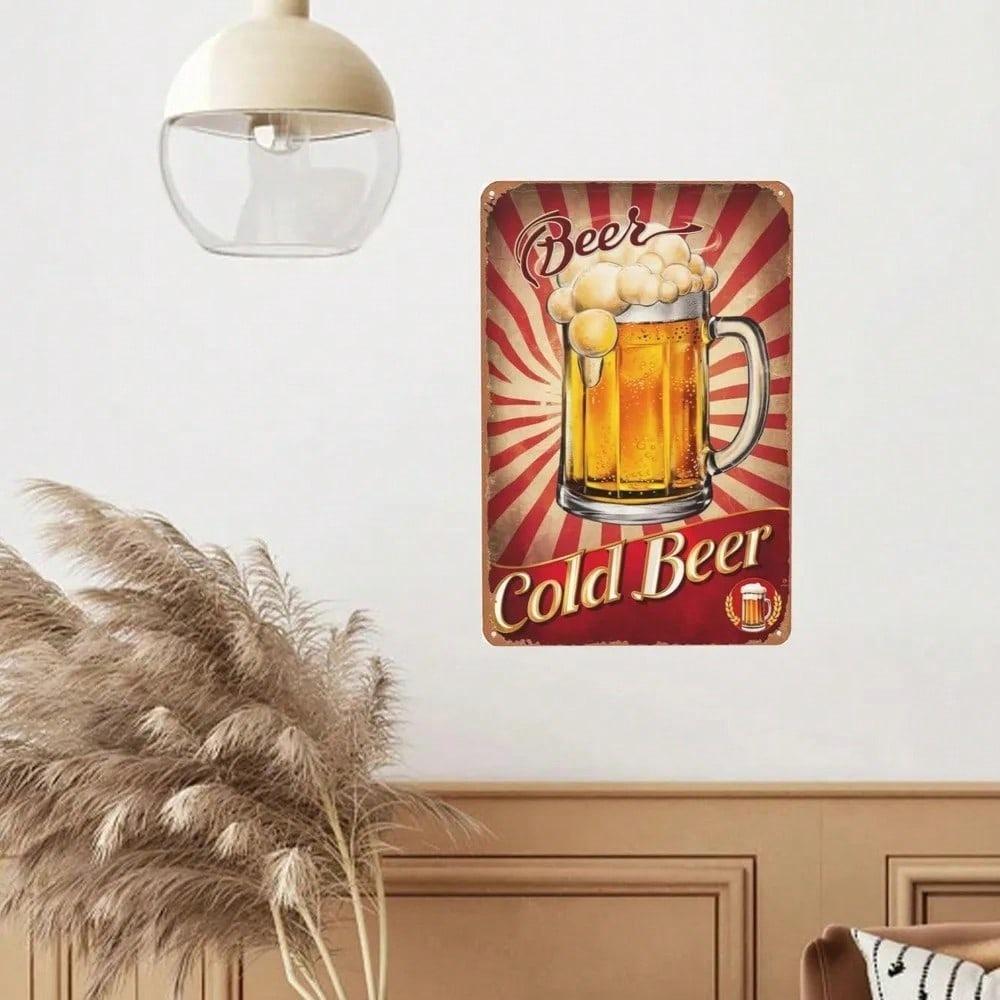 Vintage Beer Tin Sign Metal Wall Art Plaque 8x12 Rustic Retro Home Pub Bar Decor