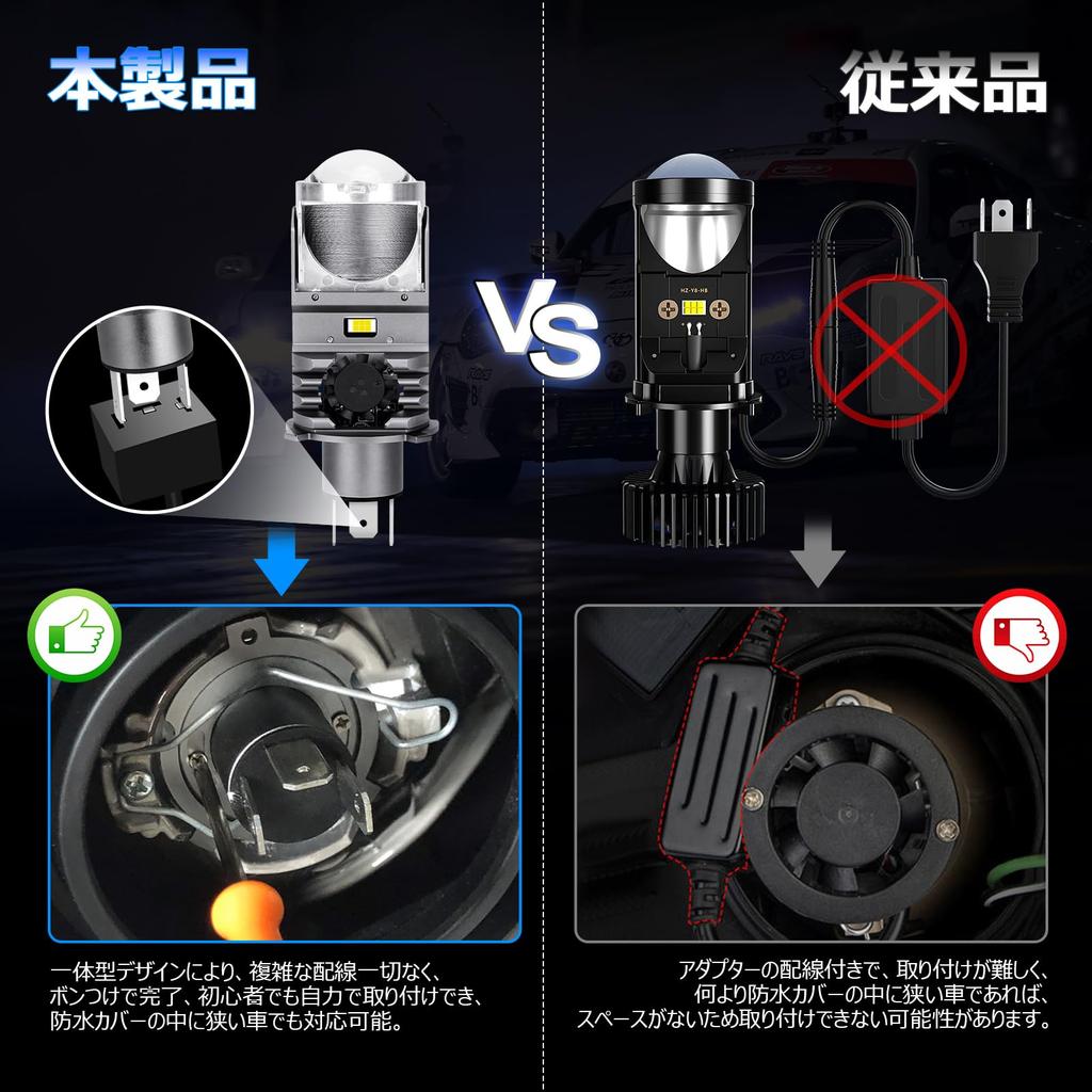 Opplight H4 LED Super H19 LED Genuine Meets New Vehicle Inspection LED Instant Quiet Cooling Noise LED Headlights for DC12V Set of 2 Headlights,