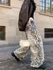 Women's American Retro Leopard Print Wide-Leg Jeans