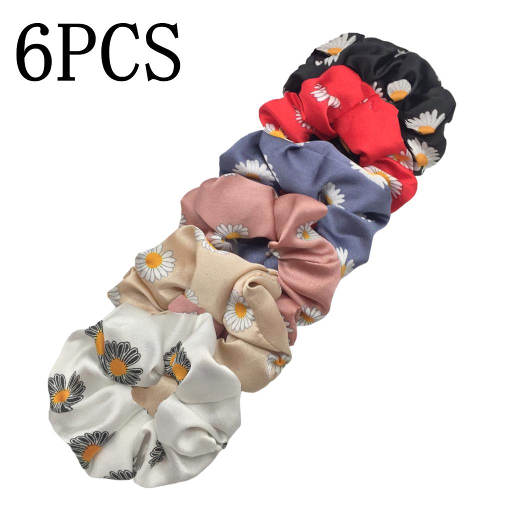 6 Stück/Los Haargummis Elastisches Band Damen Halter Gummiband Zubehör Chiffon Sonnenblume Gänseblümchen Blume Niedliche Kopfbedeckung