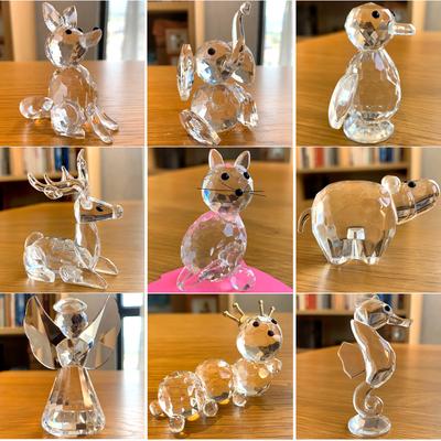 30 styles de figurines d'animaux mignons en cristal transparent, sculpture en verre, presse-papier, décorations pour la maison, ornement de table, cadeau de Noël pour enfants et femmes