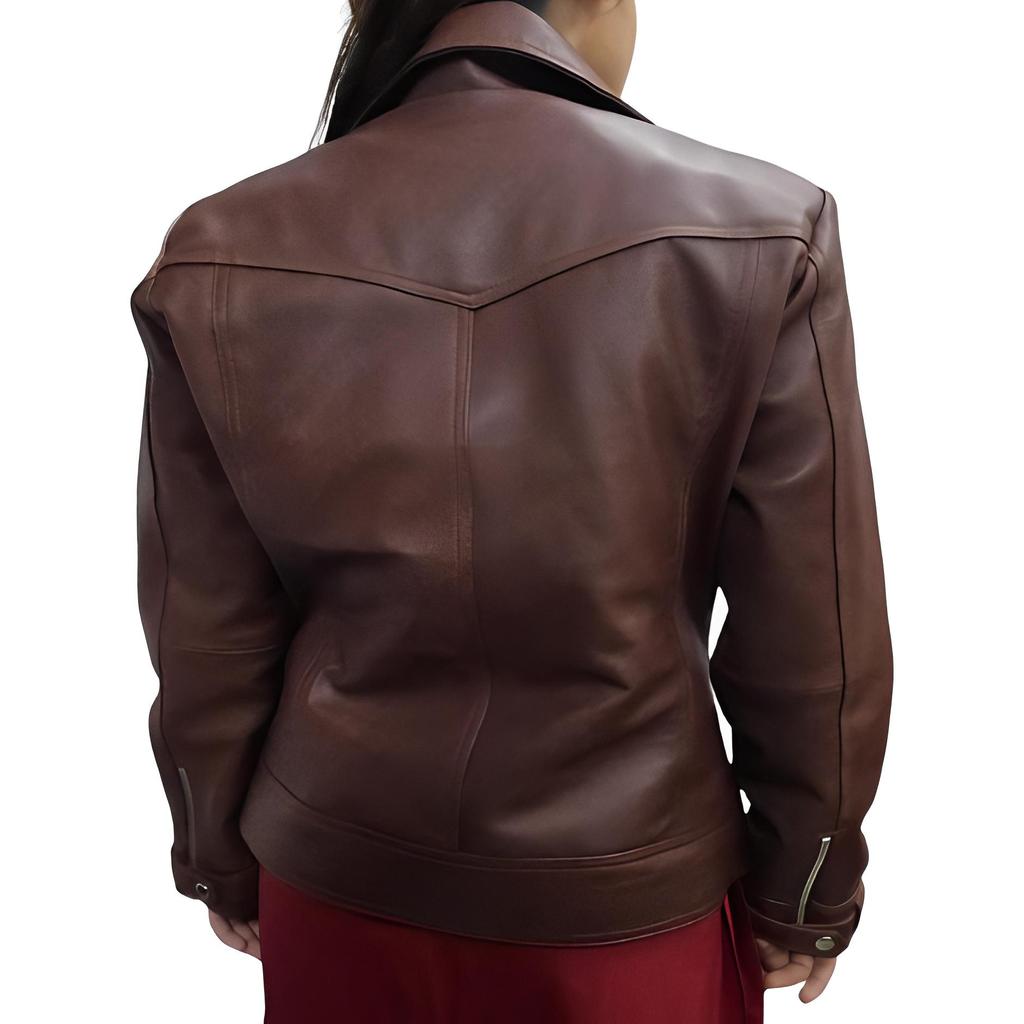 Noora Lambskin Women's Brown Learther Jacket | Biker Zipper Leather Jacket For Women | Stylish Fashion Jacket | Roadies Jacket |Genuine Leather Jacket