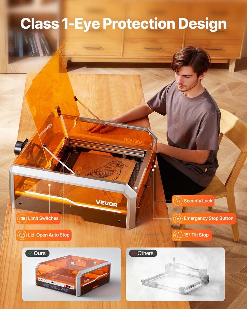 Laser Engraver, 20W, Laser Engraving and Cutting Machine with Enclosure Camera, Laser Cutter, 400 x 400 mm Working Area, 30000 mm/min, for Wood,