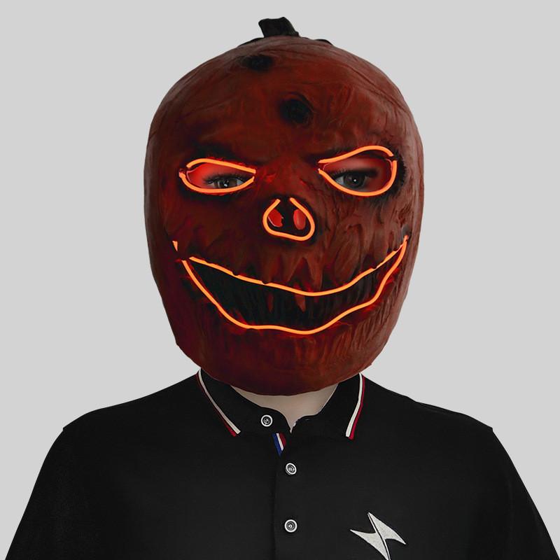 Haunting Glowing Pumpkin Head Mask For Halloween Festivities And Costume Events