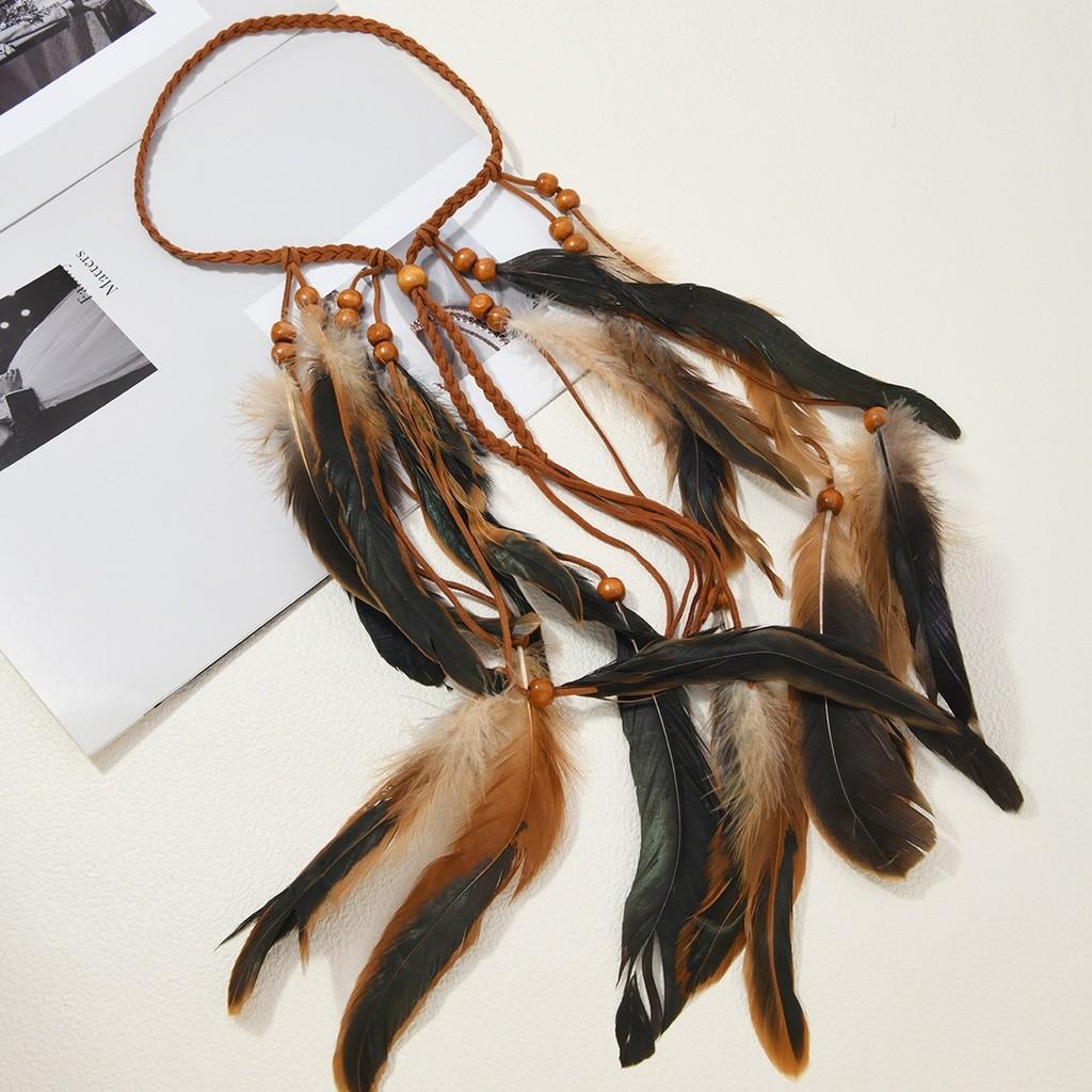 Feather Tassel Headband With Handcrafted Style For Travel And Vacation Decor