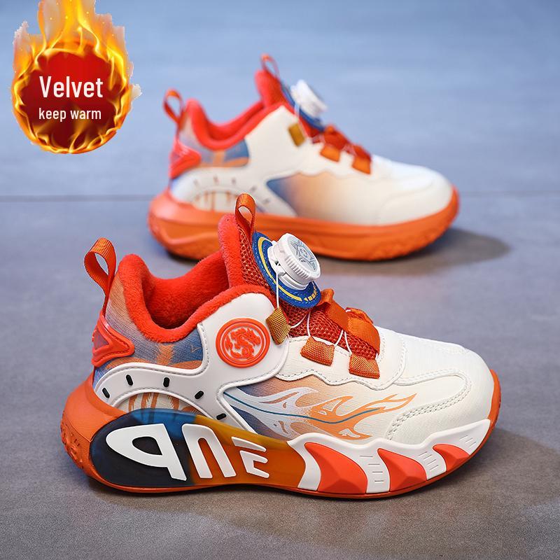 Jungen 2025 Herbst/Winter Samtgefütterte Warme Basketballschuhe für Kinder und Jugendliche