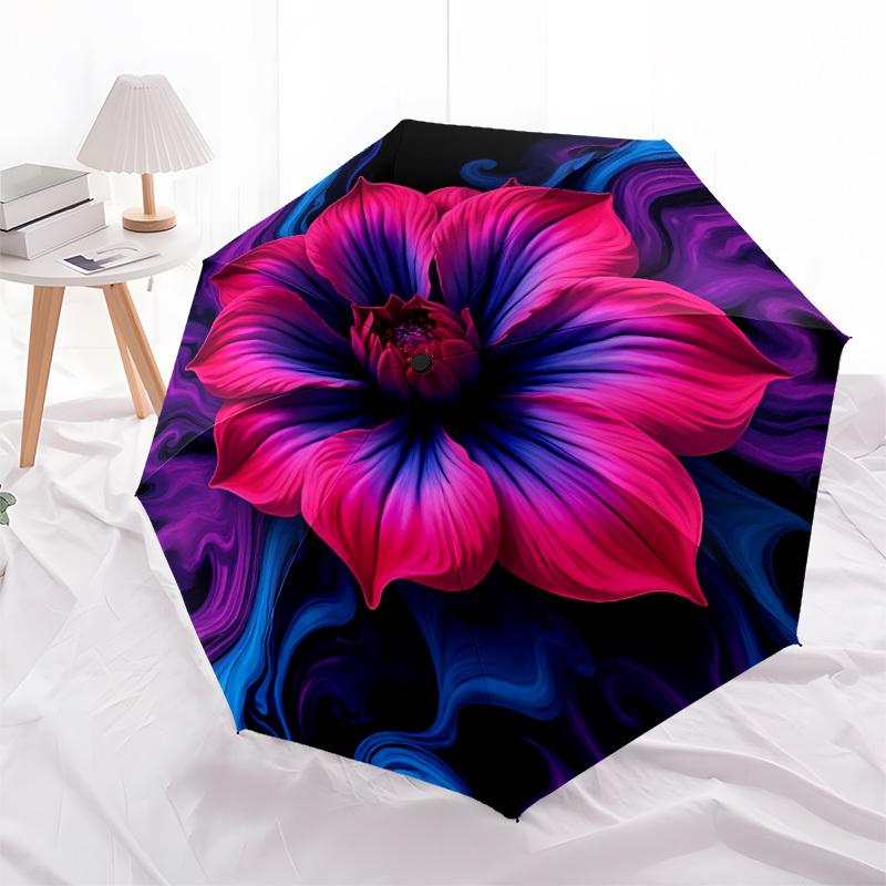1pc Floral Abstract Automatic Open/close Folding Umbrella, Compact Portable Travel Umbrella, Cute Umbrella, Durable Construction Yy260328021