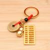 Brass Five Emperors Coin & Pixiu Keychain with Abacus, Gourd & Dragon Talisman for Wealth Attraction