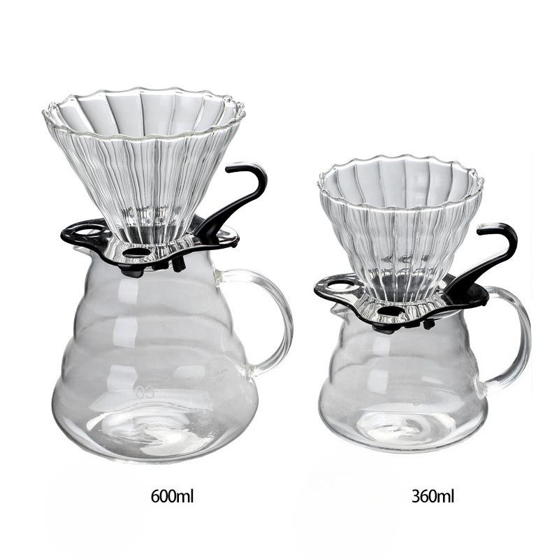 Heat Resistant Thickened Glass Cloud Coffee Pot V60 Coffee Filter Cup Drip Pot with Lid