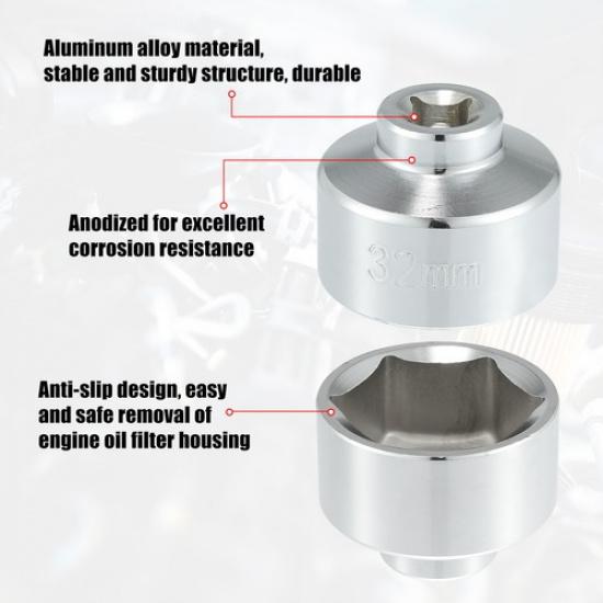 32mm Low Profile Oil Filter Wrench Cap Socket for GM for Chevrolet for Saturn