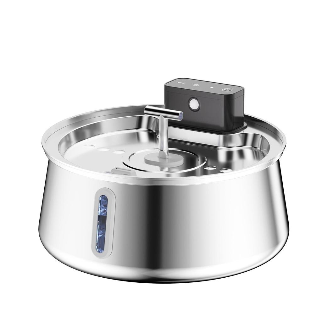 Intelligente Edelstahl-Haustier-Wasserfontäne mit kabellosem Laden