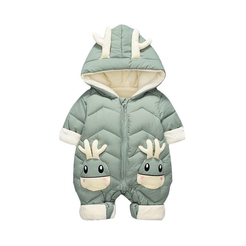 Newborn Baby Fleece-Lined Autumn/Winter Romper - Thick Cotton Crawling Suit