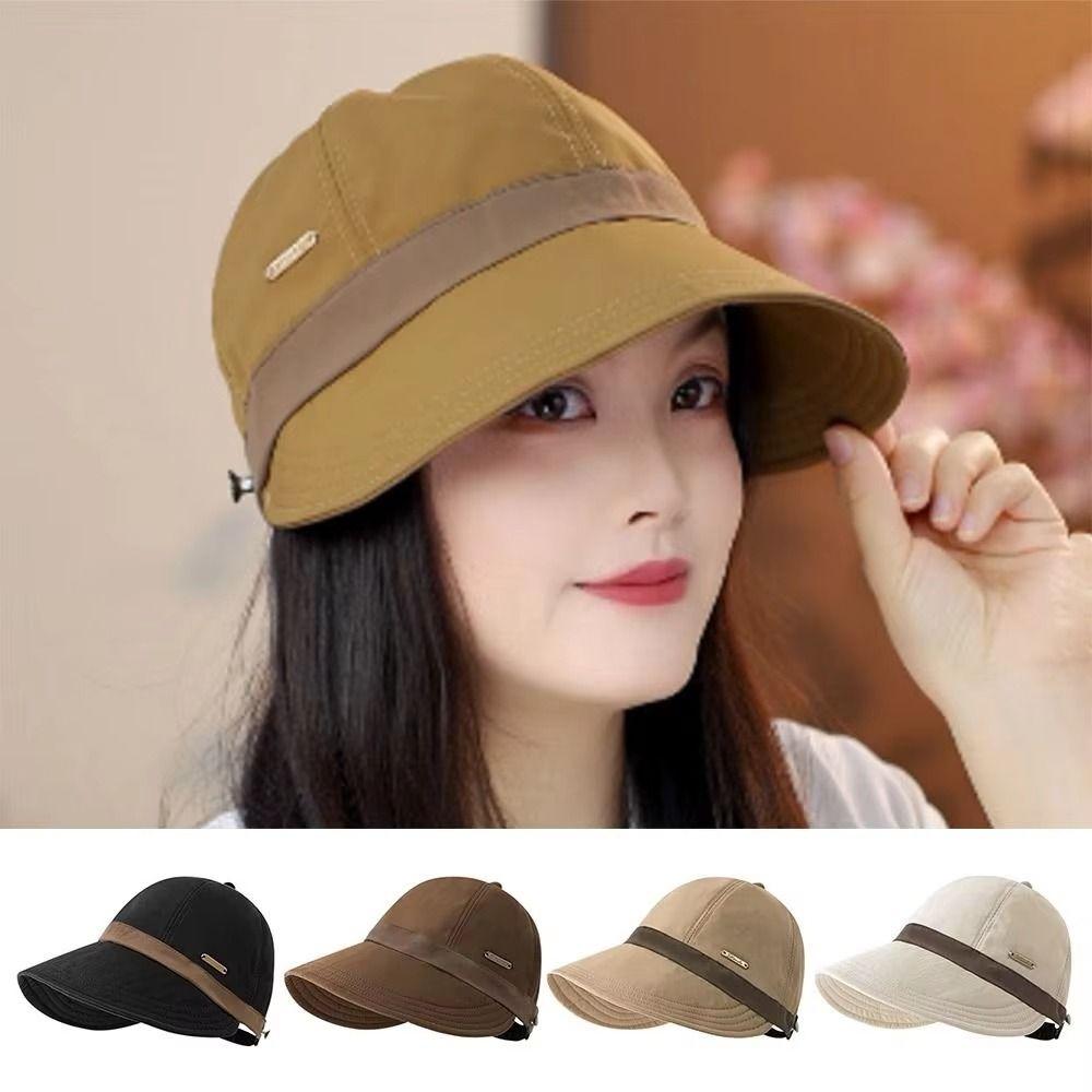 Breathable Outdoor Beach Hat Solid Color Sun Protection Cap Simple Duckbill Hat Hiking