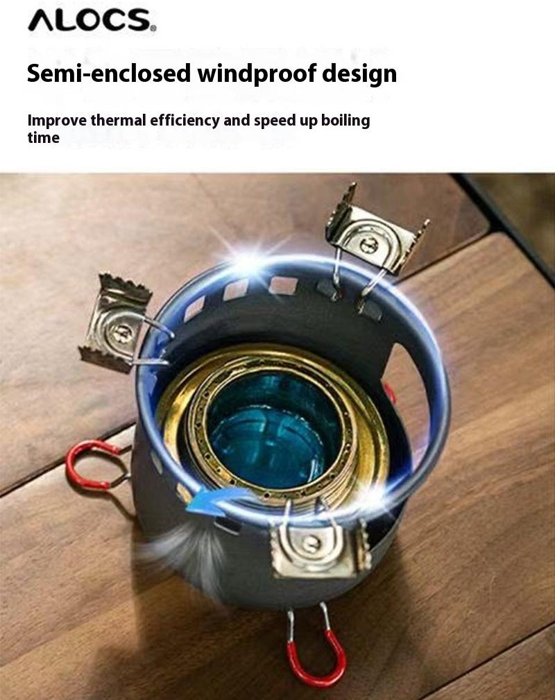 Alocs Outdoor Camping Alcohol Camping Stove - Windproof Copper Burner, Adjustable Flame, 180g Ultralight for Backpacking/Survival (100ml Capacity)