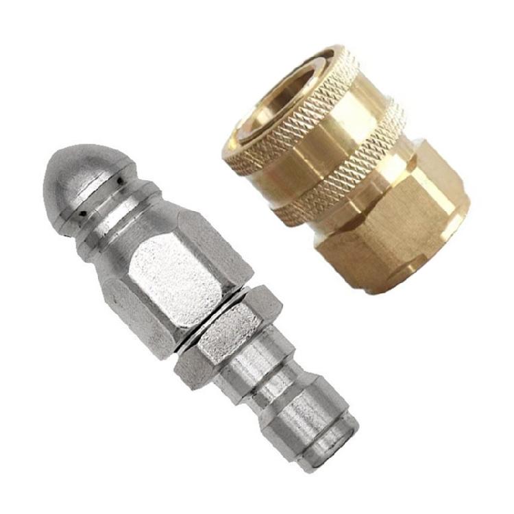 Stainless Steel Rotating Sewer Jetter Nozzle for High Pressure Drain Cleaning with Quick Connect Adapter to 5000PSI