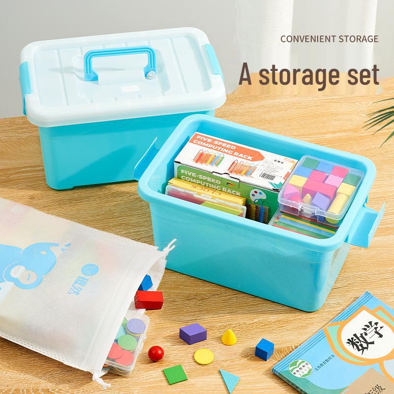 First Grade Math Teaching Aid Set with 3D Geometric Figures and Arithmetic Tools