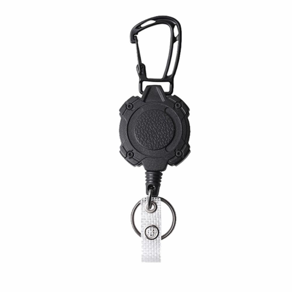 Alloy Retractable Key Reel Black Wire Rope Holder Portable Carabiner Clip  Outdoor Backpack Use
