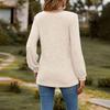 Women's Fashion Round Neck Ribbed Brushed Solid Color Button Stitching Long Sleeve