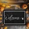 VIKAMA Entrance Welcome Mat - Black, Stain-Resistant And Durable Floor Mat, Bathroom And Kitchen Carpet, Home Decoration
