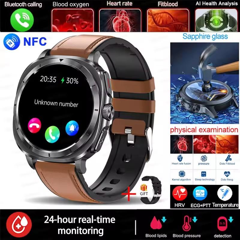 2025 Fashion New Expert Level Health Smart Watch Men ECG+PPG Laser Monitor Uric Acid Blood Fat Blood Pressure NFC HD Call Watch