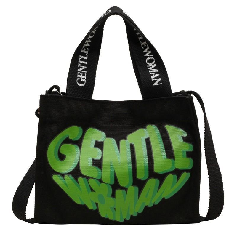 Large Capacity Letter Printed Canvas Tote Bag For Women Street Fashion Crossbody Bag